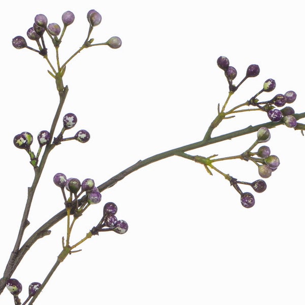 Künstlicher Beerenzweig mit kleinen lila Beeren für die Innendekoration.