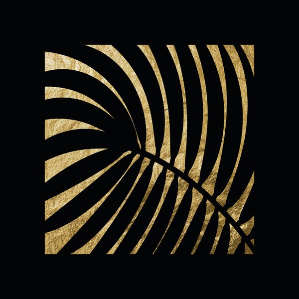Blattgoldbild | Blätter | Pflanze | Wandbild mit Blattgold Applikationen| Handarbeit | Deko | P1779777_GOLD, Format: 70x70cm