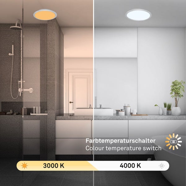 CTS LED Deckenleuchte,chrom-matt,IP44,1xLED/21W