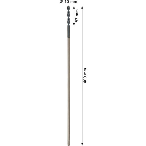 Holzbohrer mit einer Länge von 400 Millimetern und einem Durchmesser von 10 Millimetern