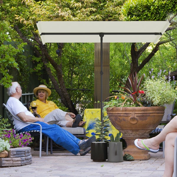 Outsunny Sonnenschirm 180 Grad drehbar Höhenverstellbar Gartenschirm mit Aluminium-Mast Marktschirm Sonnenschutz Schirm Ampelschirm Parasol Balkonschirm Sonnenschirm für Balkon 150x205cm Beige