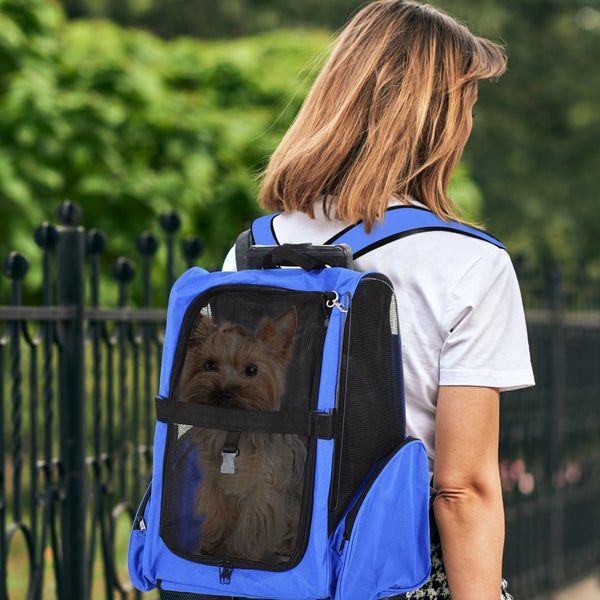 PawHut Tragetasche, 42cm x25cm x55cm, 100% Polyester, Blau+Schwarz
