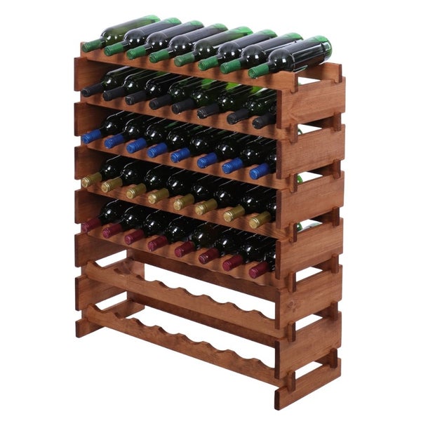 Weinregal VINOTECA FLEX PRO HxBxT 93x84x28cm 56 Flaschen auf 7 Ebenen Massives Kiefernholz Braun geölt