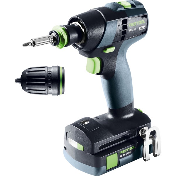 Festool TXS 18 Akku-Bohrschrauber mit Bit und Bohrfutter