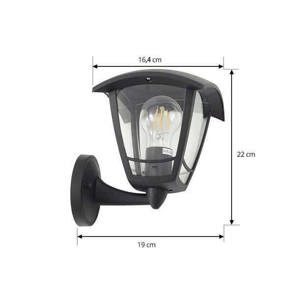 Lindby Wandleuchte außen (Laterne) Isidoro (spritzwassergeschützt (Modern) in Schwarz (1 flammig, E27) - Außenwandleuchten Wandlampe Led Außenlampe Outdoor für