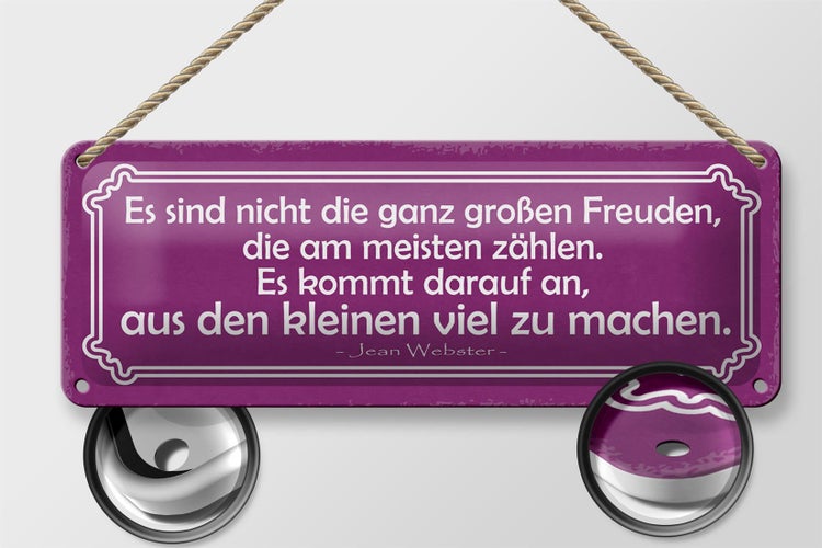 Blechschild Spruch 27x10cm große Freude kleine Freude Dekoration
