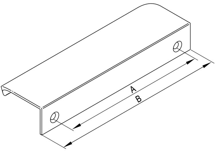 Zeichnung eines Möbelgriffs mit Maßangaben