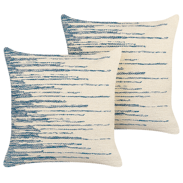 Dekokissen 2er Set RIVINA Baumwolle 45 x 45 cm Beige Streifenmuster