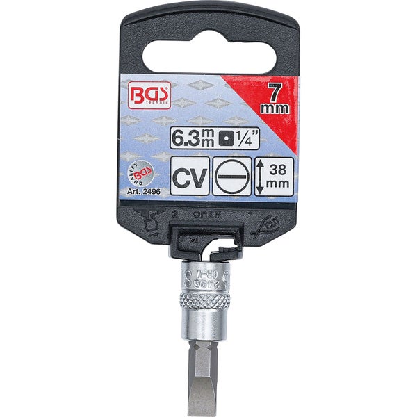 BGS Bit-Einsatz Antrieb Innenvierkant 6,3 mm (1/4) Schlitz 7 mm - 2496
