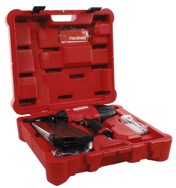 Haubold Druckluftnagler in rotem Werkzeugkoffer