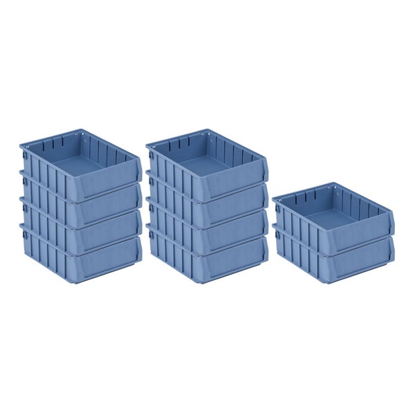 PROREGAL SparSet 10 x Regalkasten 300 BN Mit Etikett und Schutzhaube HxBxT 9 x 23,4 x 30 cm 4,4 Liter Sichtlagerkasten Sortimentskasten
