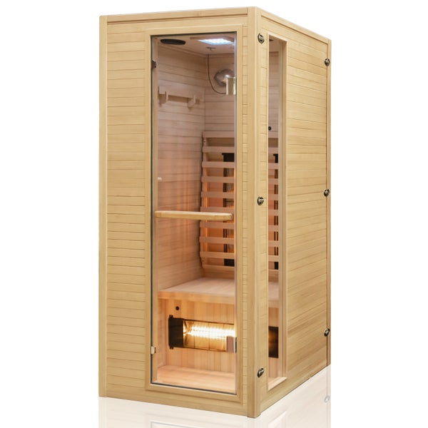 Dewello® Infrarotkabine Infrarotsauna CALGARY 90cm x 90cm inkl. 4 Vollspektrumstrahler, Farblichtherapie, LED