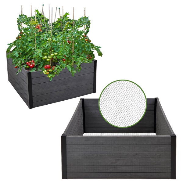 Hochbeet Beeteinfassung mit Wühlmausgitter 100x100x56 cm ca. 516 Liter Holzoptik Komposter