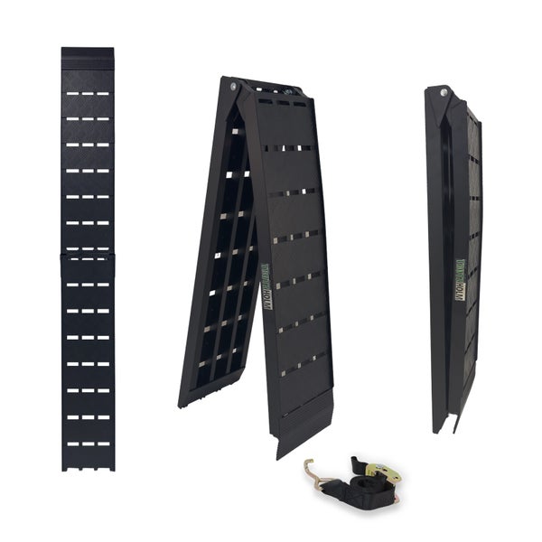 TRUTZHOLM 1 x Auffahrrampe klappbar 228cm Traglast 680kg Alu schwarz Riffelblechoptik Motorradrampe Verladerampe