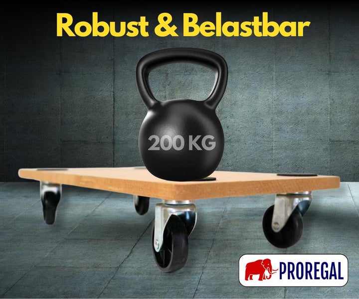 PROREGAL Mega Deal 8x Profi Transportroller mit 4 Rollen HxBxT 11,5 x 30 x 60 cm Traglast 200 kg MDF Holzplatte Braun