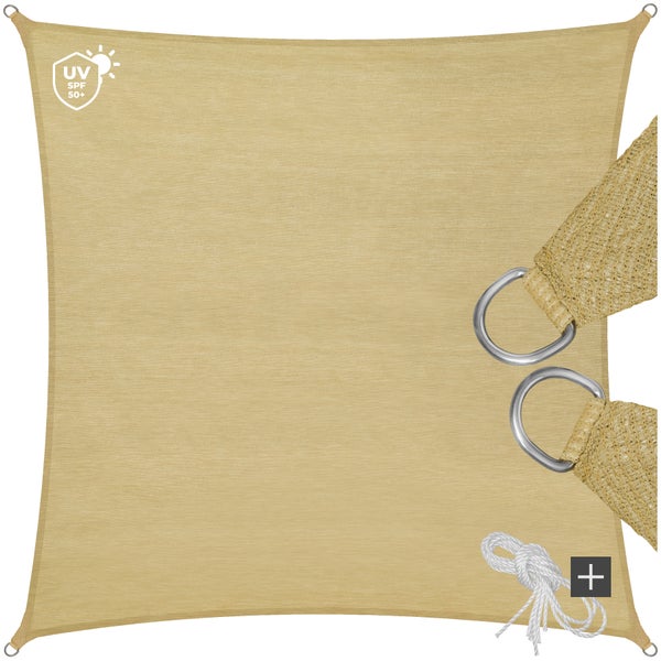 Sonnensegel tectake  inklusive Spannseile rechteckig mit UV-Schutz 50+ beige