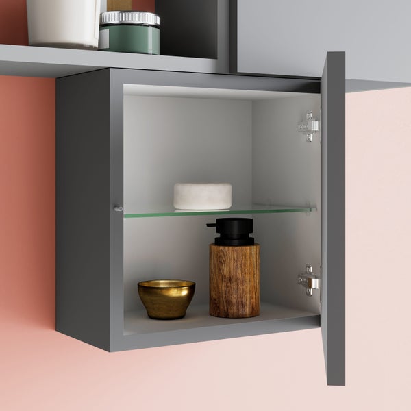 120 cm Waschtischunterschrank mit offenem Fach und 2 Aufsatzwaschbecken | Lagos