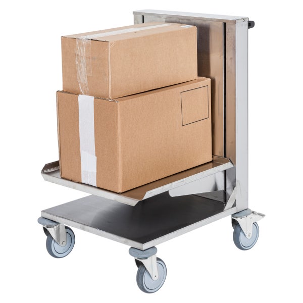 Edelstahl Transportwagen mit zwei Kartons