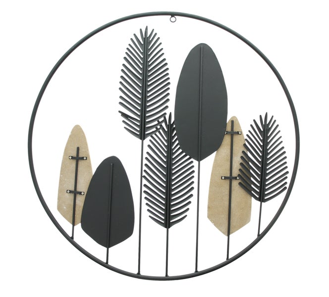Dekorative Wanddekoration mit Pflanzenmotiven in einem runden Rahmen