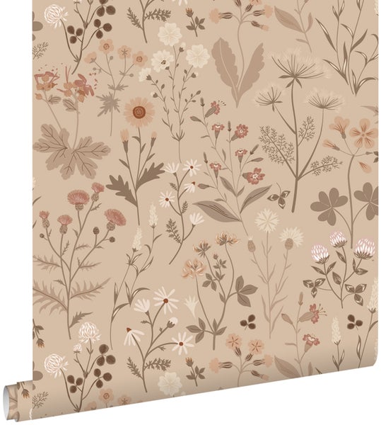 ESTAhome Tapete Feldblumen Sandbeige - 53 cm x 10.05 m - 139840