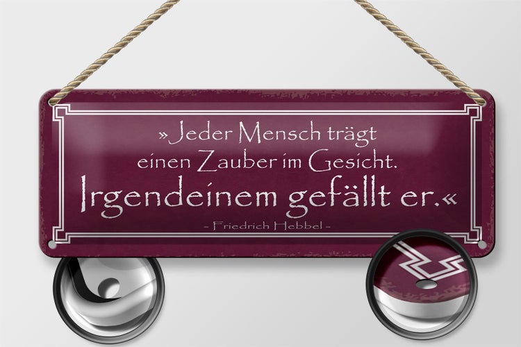Blechschild Spruch 27x10cm jeder trägt Zauber im Gesicht Dekoration