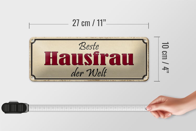 Blechschild Spruch 27x10cm beste Hausfrau der Welt Dekoration