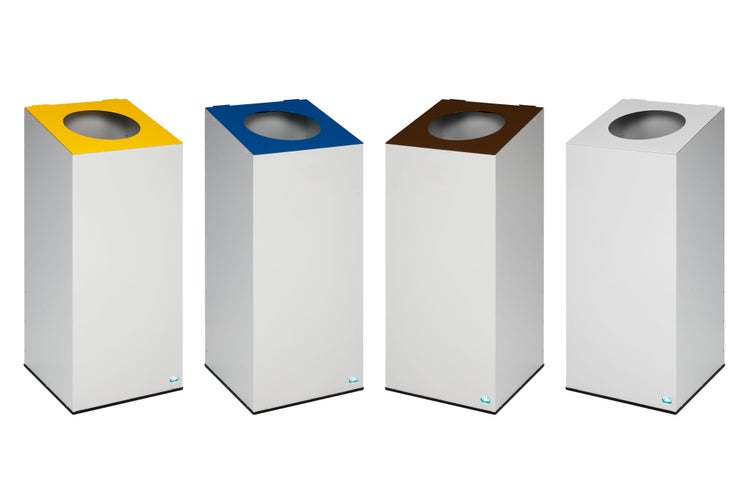 PROREGAL Robuster Modularer Wertstoffsammler Mit Runder Einwurföffnung 100 Liter HxBxT 89 x 38 x 38 cm Verzinkter Stahl Lichtgrau Lichtgrau