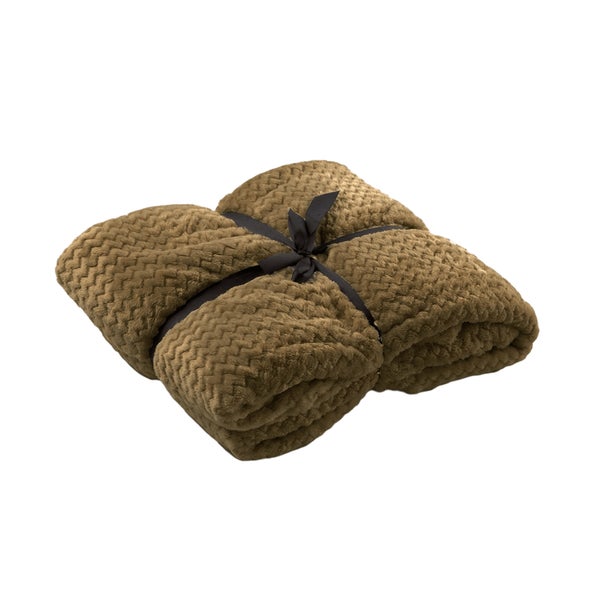 Zusammengelegte Kuscheldecke mit Band