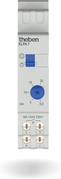 Theben 0070002 ELPA 7 - Treppenlicht-Zeitschalter elektronisch, TLZ, Ausschaltvorwarnung, automatische 3- oder 4-Leitererkennung, 600 W LED