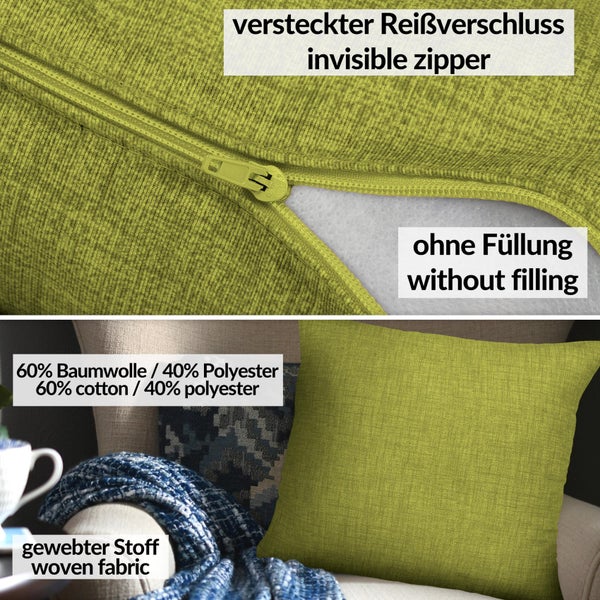 Kissenhülle Leinenoptik 40x40cm ohne Füllung Pistaziengrün
