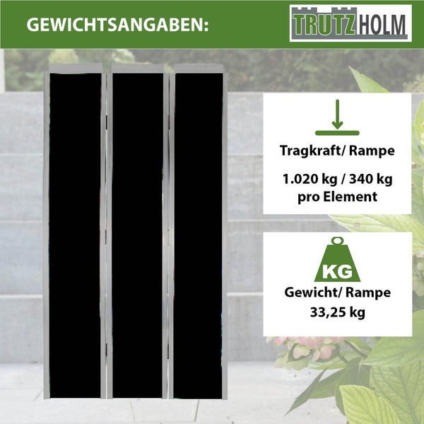 DREIBREIT by TRUTZHOLM Alu Auffahrrampe 255 cm extra lang 2-fach klappbar 1020 kg Alu beschichtet