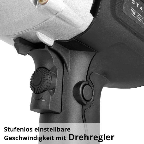 Detailansicht eines Elektrowerkzeugs mit stufenlos einstellbarer Geschwindigkeit per Drehregler