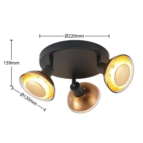 Lindby Strahler Erin in Schwarz aus Metall (3 flammig, GU10 ) - Deckenlampe Deckenleuchte Lampe Spot Wohnzimmerleuchte