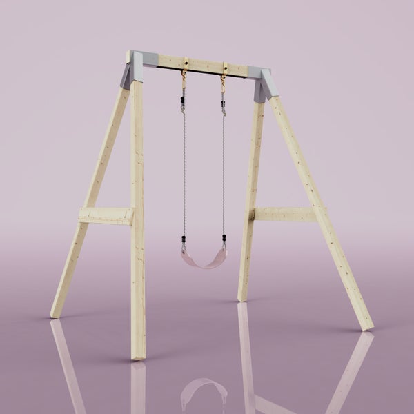 Schaukelgerüst aus Holz mit einer Einzelschaukel für den Garten.