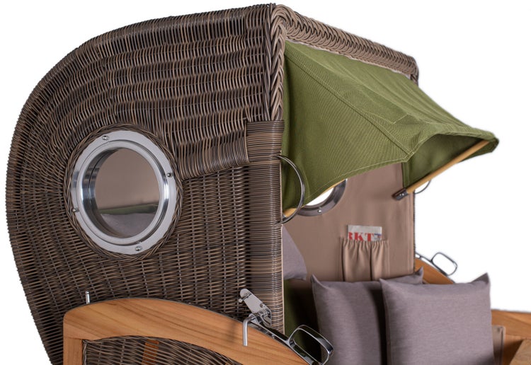 Strandkorb Westerland Teak Bullauge PE grey Dessin 587