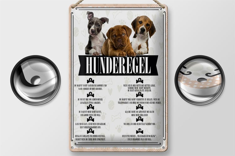 Blechschild Spruch 20x30cm Hunderegel du darfst mich nicht rufen