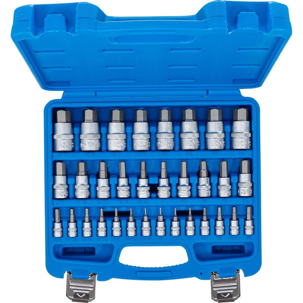 BGS Bit-Einsatz-Satz Antrieb Innenvierkant 6,3 mm (1/4) / 10 mm (3/8) / 12,5 mm (1/2) Innensechskant 2 - 19 mm / 1/4 - 9/16 Metrisch und Zollgrößen 32tlg. - 74258