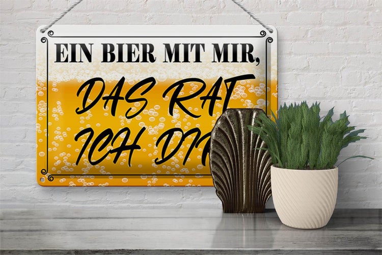 Blechschild Spruch 30x20cm ein Bier mit mir das rat ich dir