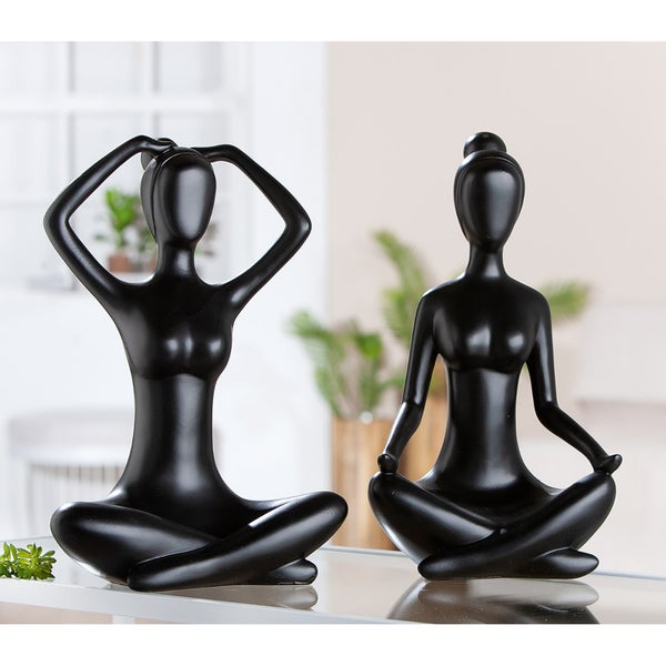 Figuren GILDE 2er Set MEDITATION Frauen schwarz Höhe 29cm Poly