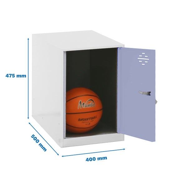 Stahlschrank mit einer Tür und einem Basketball