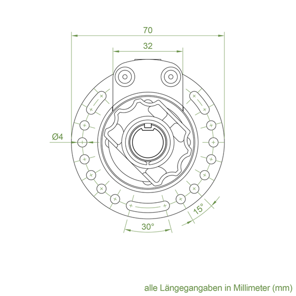 Geiger Rolladengetriebe K007 | Untersetzung 2:1 links | mit Zapfen | für 40,5 mm Kittelbergerwelle