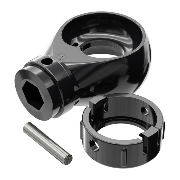 Geiger Set | Runde Kugelöse aus Kunststoff | schwarz RAL 9005 | Innenprofil Innen 6- Kant (auch für Ø 10mm) | Sicherungsring | Mitnehmerstift Nirosta