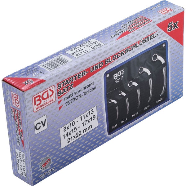 BGS Starter- und Blockschlüssel-Satz 8x10 - 21x22 mm 5tlg. - 1217