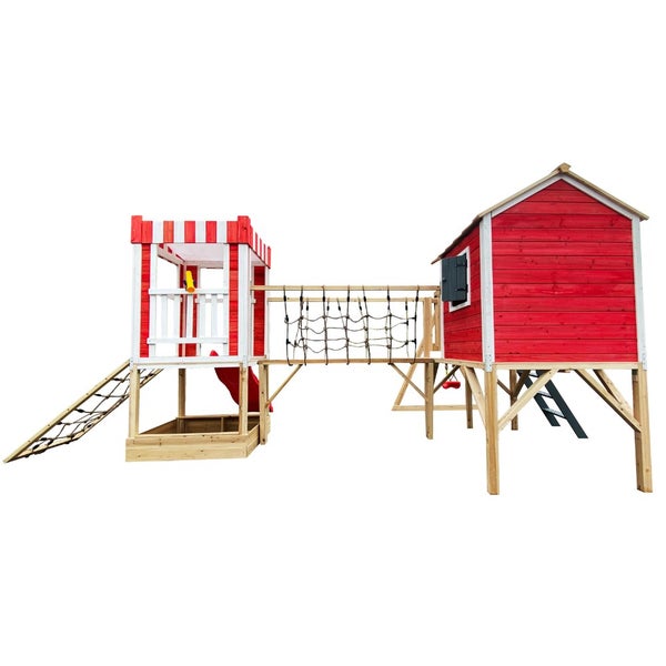 Home Deluxe - Spielpark WUNDERLAND - Kiefernholz, 555 x 340 x 215 cm, zum Klettern, Rutschen, Buddeln I Kinderpark Outdoor Spielplatz Klettergerüst