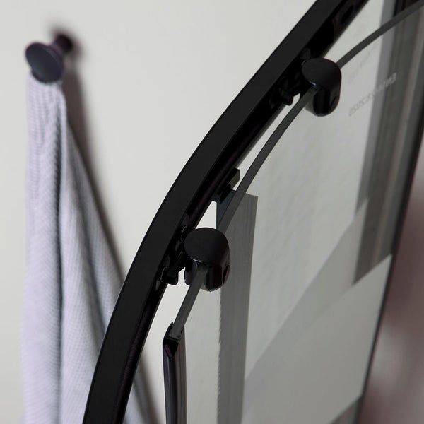 Eckige Duschkabine 90x90, schwarz-matter Rahmen, Dekorglas | City