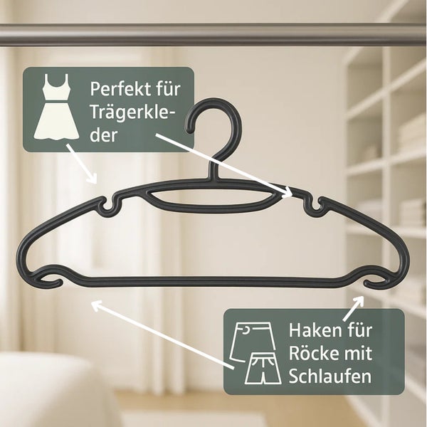 Schwarzer Kleiderbügel für Kleider und Röcke