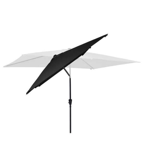 VONROC Sonnenschirm rechteckig 200x300 - Rechteckiger Sonnenschirm für Terasse, Garten, Balkon, Gastro - Knickbar, Kurbel, Wetterfest - Rapallo (Schwarz)