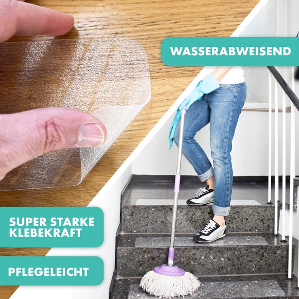 FLOORDIREKT Antirutschstreifen - für Treppenstufen - Selbstklebend - Henri - 10 x 60 cm - 15 Stück