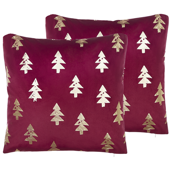 Dekokissen 2er Set CUPID Samtstoff 45 x 45 cm Rot Weihnachtsmotiv
