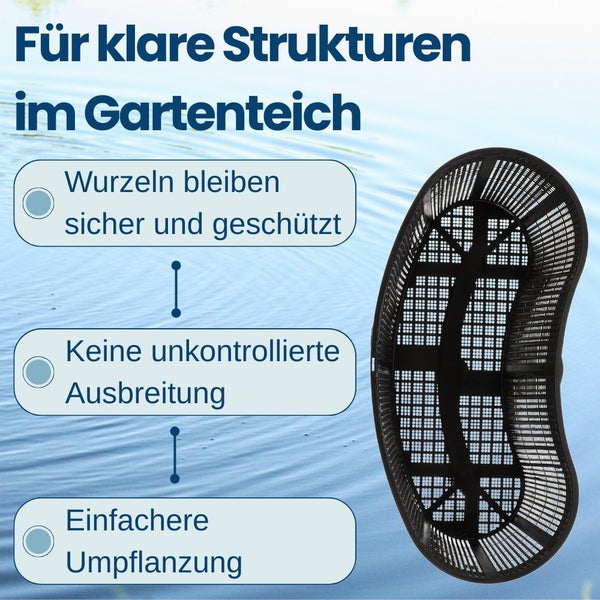 Pflanzkorb für Gartenteiche zur klaren Strukturierung